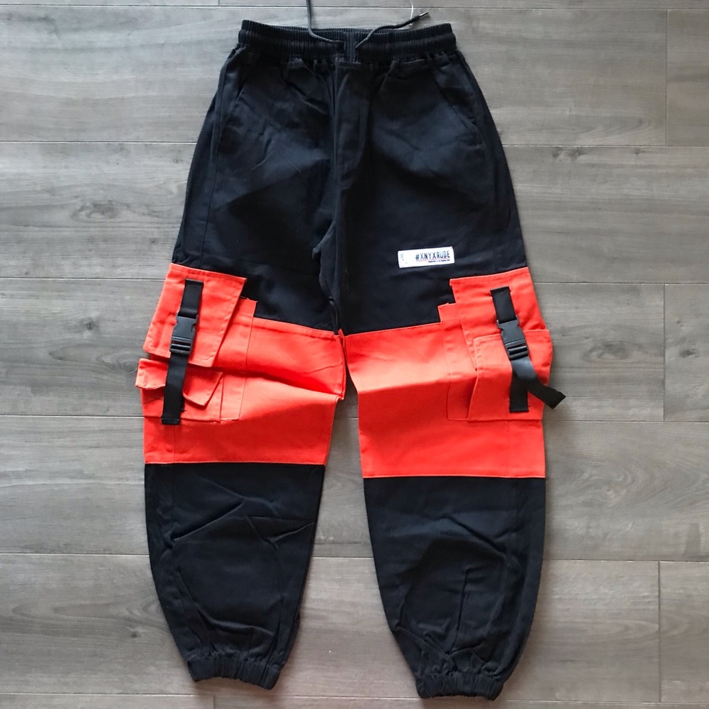 NWT Japanese Streetwear Brand Black Orange Chino Jogger Sweat Pant Size XL